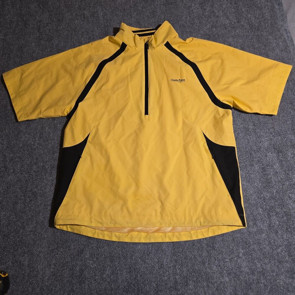 Cutter & Buck Jacket Mens Medium Yellow Short Sleeve Pullover Water/Wind Proof